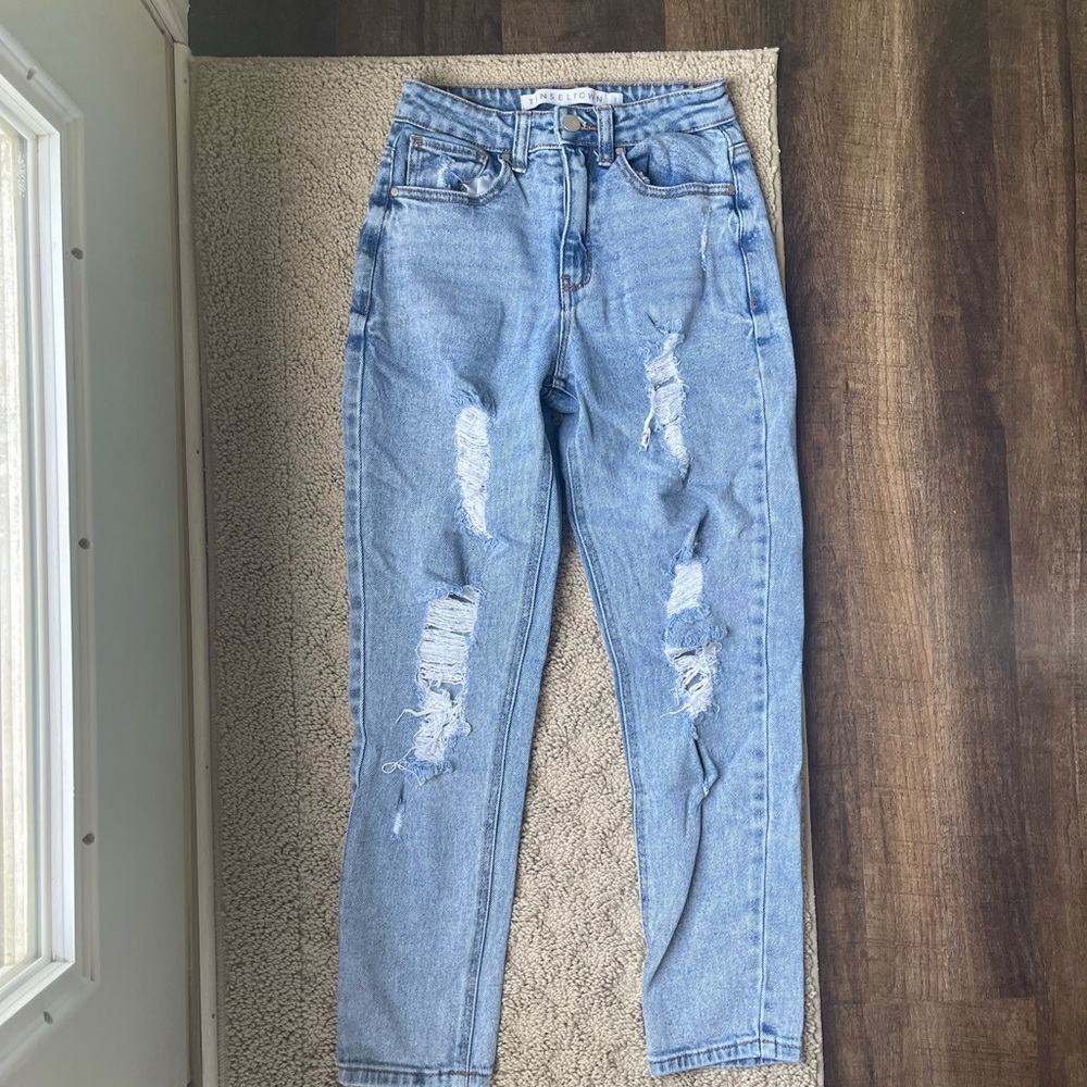 Tinseltown distressed straight leg jeans